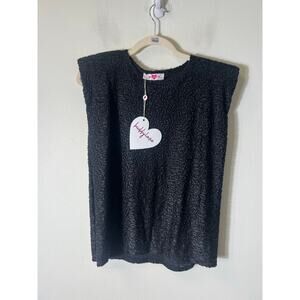 Buddy Love Black Bouclé Cap Sleeve Top